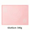 Thickened food-grade silicone kneading mat with measurement scales and baking conversion charts. - Embossed Anti-Overflow Edge / 65x45cm / Pink