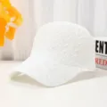White mesh baseball cap for women, summer breathable hollow sun protection hat, detail view. - 55-60cm Adjustable / White