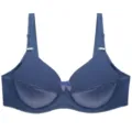 Comfortable blue plus size smooth push-up bra for women, soft daily underwear with adjustable straps. - 36/80C / Dark Blue