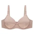 Detailed view of women plus size smooth supportive push up bra in nude color with cute bow. - 36/80C / Khaki