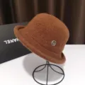 Brown wool dome bucket hat for women, elegant retro vintage winter warm fashion headwear. - Adjustable / Coffee