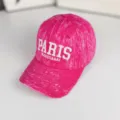 Casquette de baseball rose vintage délavée, chapeau de soleil à visière courbée avec broderie. - Réglable / Rouge Rose Vintage