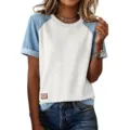 S / Hauts / Style Patchwork Denim Blanc (WTA411)