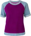 S / Hauts / Style Patchwork Denim Violet Foncé (WTA406)