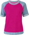 S / Hauts / Style Patchwork Denim Rosa Vif (WTA401)