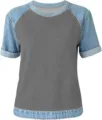 S / Hauts / Style Patchwork Denim Gris Foncé (WTA408)