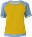 S / Hauts / Style Patchwork Denim Jaune (WTA403)