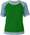 S / Hauts / Style Patchwork Denim Vert (WTA410)