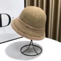 Khaki knitted bucket hat for women winter plush warm thick fisherman hat casual stylish cap - Adjustable / Knitted Fleece Bucket Hat / Dark Khaki