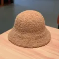 Chapeau bob en laine marron pour femme, bonnet de pêcheur en peluche chaude automne hiver uni. - Réglable / Kaki