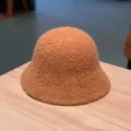 Korean autumn winter fuzzy bucket hat solid color plush basin hat simple warm casual style - Adjustable / Camel