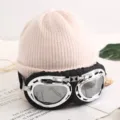Gorro de punto rosa con gafas de aviador elegantes, gorro de esquí cálido para mujeres. - M (56-58cm) / Rosa