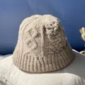 Chapeau bob en tricot beige, bonnet de pêcheur en laine décontracté pour femme automne. - Taille Unique (55-58cm) / Chameau Clair