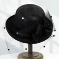 Women Elegant Black Dome Mesh Fedora Hat Vintage Veil Bowknot Sun Hat Summer Beach - M (56-58cm) / Black - Rolled Edge Ice Silk Feel Mesh Style