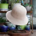 Chapeau de soleil d'ete pour femme chapeau de pecheur en tricot pliable de plage couleur unie - Réglable (54-59cm) / Beige