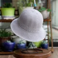 Femme chapeau bob en tricot printemps été décontracté pliable style japonais protection solaire - Réglable (54-59cm) / Gris