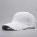 Casquette de baseball en résille blanche à sequins femme chapeau de soleil été respirant - Blanc - Panneau à paillettes lisse