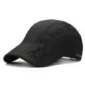 Men Summer Breathable Mesh Flat Cap Outdoor Sun Protection UV Ivy Driving Caps Black - Adjustable / Black