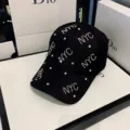 Black rhinestone baseball cap for women, stylish NYC letter sun hat, casual casual cotton cap. - Adjustable / Black