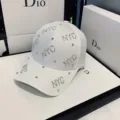 White rhinestone NYC baseball cap for women, casual sun hat with dazzling diamond crystals. - Adjustable / White