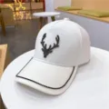 White baseball cap featuring sparkling rhinestone deer antler and rhinestone brim trim detail. - M (56-58cm) / White