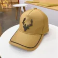 Close-up view of khaki baseball cap with rhinestone deer antler design and crystal brim trim. - M (56-58cm) / Khaki