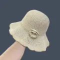 Women Summer Floral Hollow Straw Hat Wide Brim Beach Sun Protection Hat Beige Color Variant - One Size / Beige