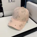 Pink rhinestone baseball cap for women, sparkling NYC letter design, casual sun protection hat. - Adjustable / Pink