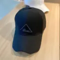 Black baseball cap with embroidered triangle logo casual streetwear sun hat for men women. - Adjustable / Black