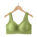 Green seamless plus size comfort bra main product view, wireless push up design for daily wear. - M/34/75BCD / Green