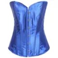 Blue satin corset top sexy push up bustier waist cincher tight boned shapewear for women - XXS / Tops / Blue