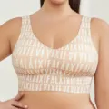 Plus size sports bra for women comfortable letter print padded activewear yoga underwear - 3XL / Tops / Nude With Letter Print