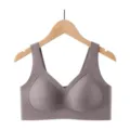 Plus size seamless comfortable gathered bra in grey, designed for support and smooth fit. - M/34/75BCD / Coffee