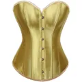 Golden satin corsets waist cincher boned bustier top for women sexy push up shapewear. - Golden Yellow