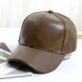 Berretto da baseball in pelle PU marrone per donna e uomo, cappello streetwear autunnale. - M（56-58cm） / Caffè