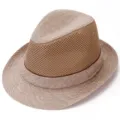 Chapeau fedora de soleil respirant en maille pour hommes, protection solaire d'été. - L (59-60cm) / Khaki Foncé