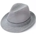 Chapeau Fedora de soleil d'été en maille respirante pour hommes, gris style décontracté. - L (59-60cm) / Gris