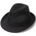 Homme noir chapeau fedora en maille respirant ete protection solaire chapeau de soleil chic - L (59-60cm) / Noir