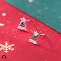 S925 Silber Weihnachtsbaum Ohrringe Rot Gruen Emailliert Suesses Festlicher Schmuck - 925er Silber / E4315 / Weihnachtsbaum-Ohrstecker