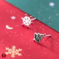 S925 Sterlingsilber Weihnachten Schneeflocke Baum Ohrringe süßer roter Schmuck Artikel - 925er Silber / E7837 / Schneeflocken-Weihnachtsbaum-Ohrstecker