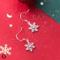 S925 Silber Schneeflocke Ohrringe, roter Weihnachten festlicher süßer Damenschmuck. - 925er Silber / E7501 / Schneeflocken Ohrringe