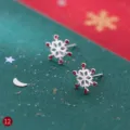 S925 Silber Weihnachten Schneeflocke Ohrstecker mit rotem Zirkon süßer Schmuck Geschenk - 925er Silber / G0294 / Rote Schneeflocke Ohrringe