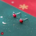S925 Sterling Silber Rote Apfel Ohrstecker Weihnachten Festliche Suss Damenschmuck - 925er Silber / E9122 / Rote Apfel-Ohrstecker
