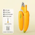 Pet nail clippers with LED light banana design nail trimmer cat dog grooming tools and box - Banana Nail Clippers / Purple Light Yellow