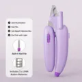 Purple pet nail clipper with LED light, nail file, catcher and ear mite light tool. - Banana Nail Clippers / White Light Purple