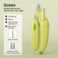Pet nail clipper with LED light, nail file, and catcher. Perfect for cats and dogs grooming safely. - Banana Nail Clippers / Purple Light Green