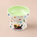Ceramic elevated green cat bowl pet food water dish 120mm diameter with 290ml capacity - Flat Bowl / Green