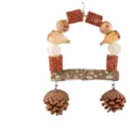 Giocattolo da masticare per pappagallo altalena in legno di pepe variante pigna. - Supporto Pigna