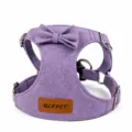 Pettorina per cani in camoscio viola con fiocco e anelli metallici per passeggiate di piccoli animali - Taglia XXS (Pettorina) / Viola