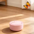 Giocattolo elettrico automatico per gatti con farfalla rotante e base rosa chiaro - Bacchetta automatica per gatti / Rosa
